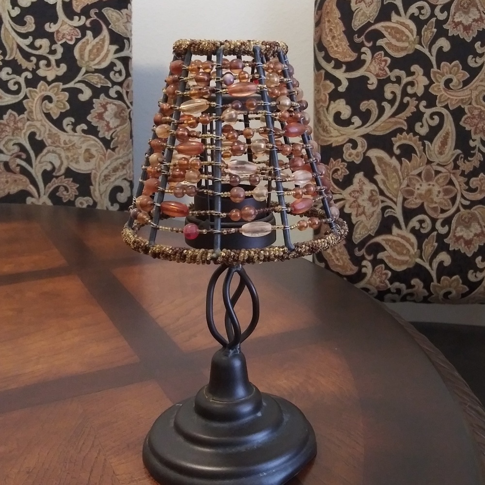 Beautiful Unique Beaded Decorative Candle Lamp.